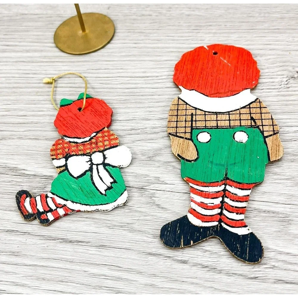 Vintage Wooden Christmas‎ Raggedy Anne Doll Ornament Set of 3